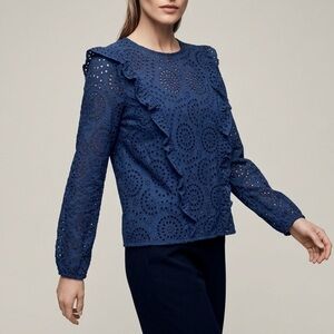 NWT International concepts Ruffled Eyelet Blouse LARGE cottagecore